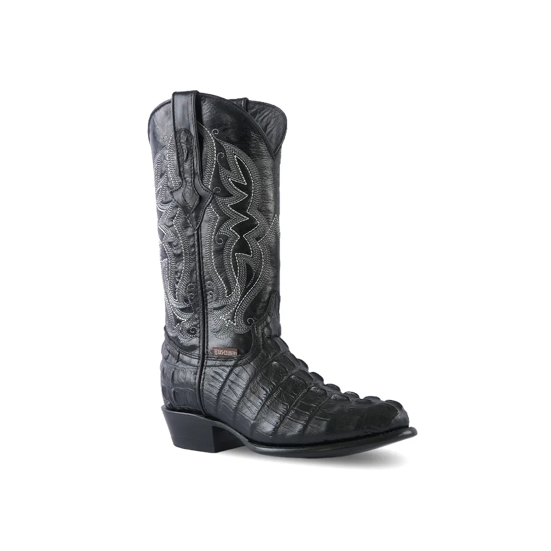 Texas Country Western Boot Cola Black Round Toe E437