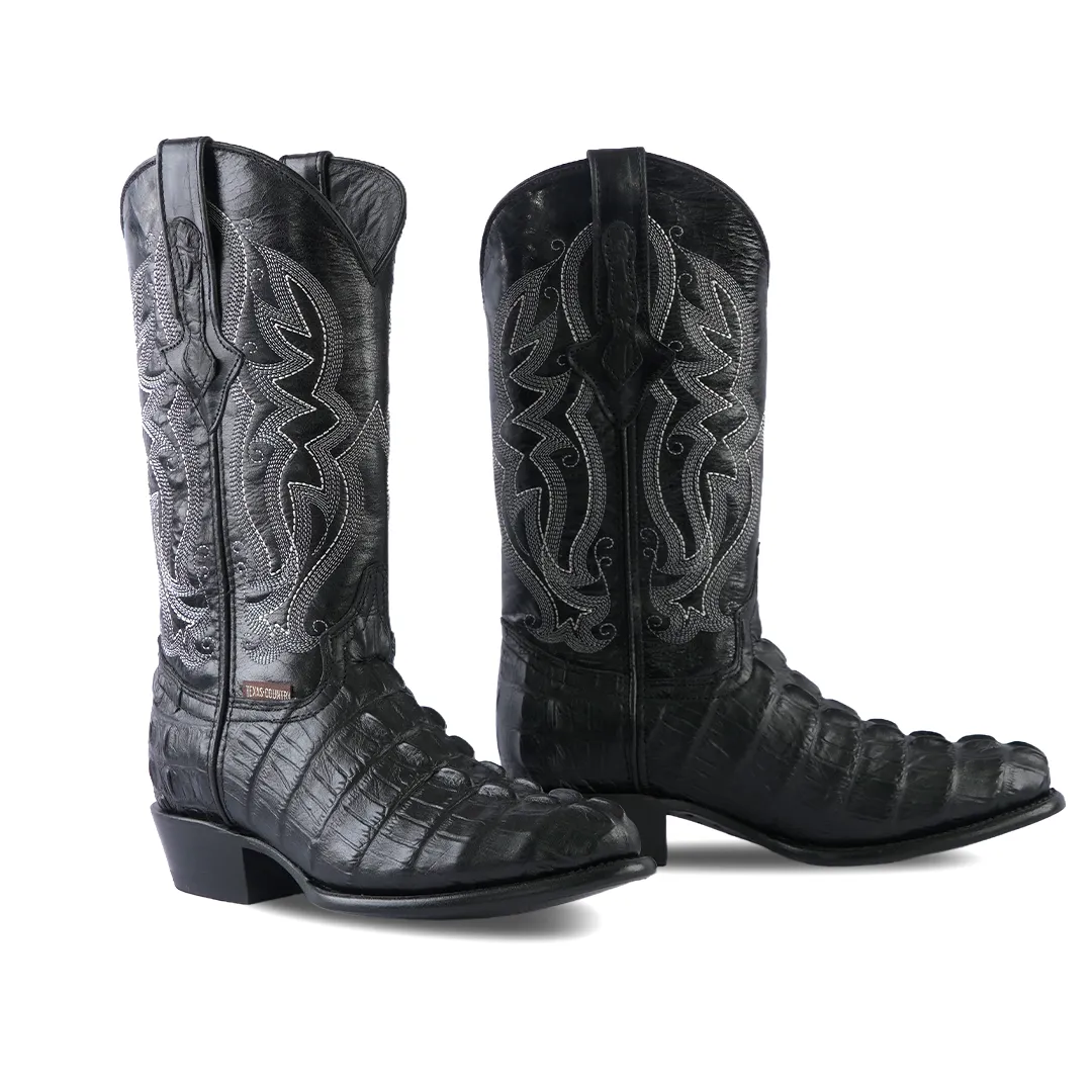 Texas Country Western Boot Cola Black Round Toe E437