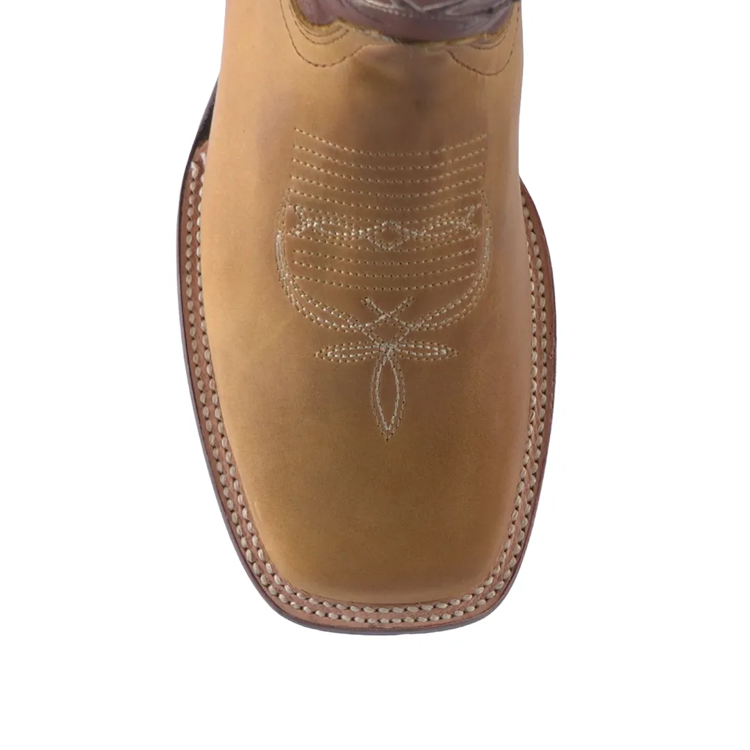 Texas Country Western Boot Crazy Tan Square Toe E29