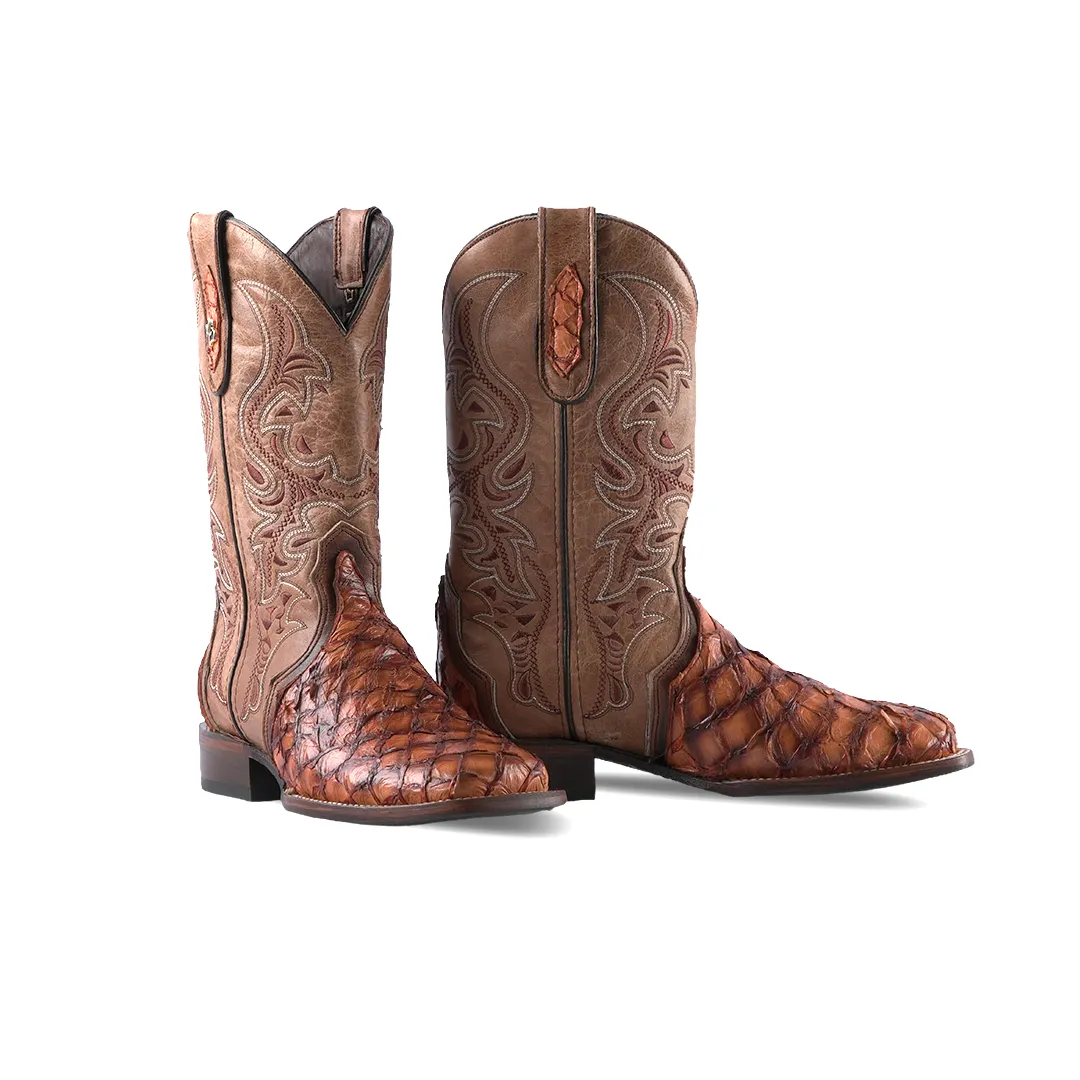 Texas Country Western Boot Piraruco Ext Brandy E12 Square Toe