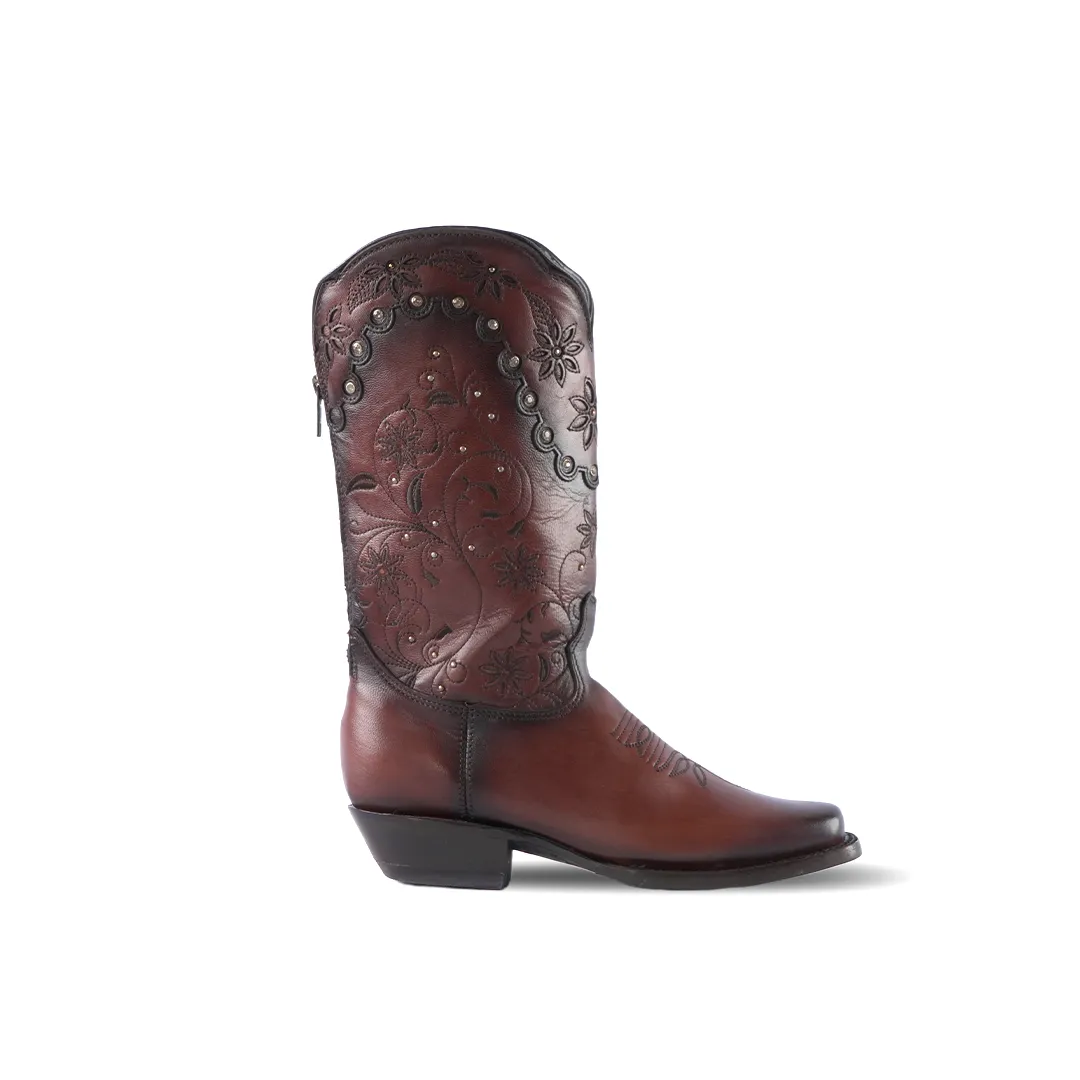 Texas Country Women's Western Boot Bora Camel Dark E785