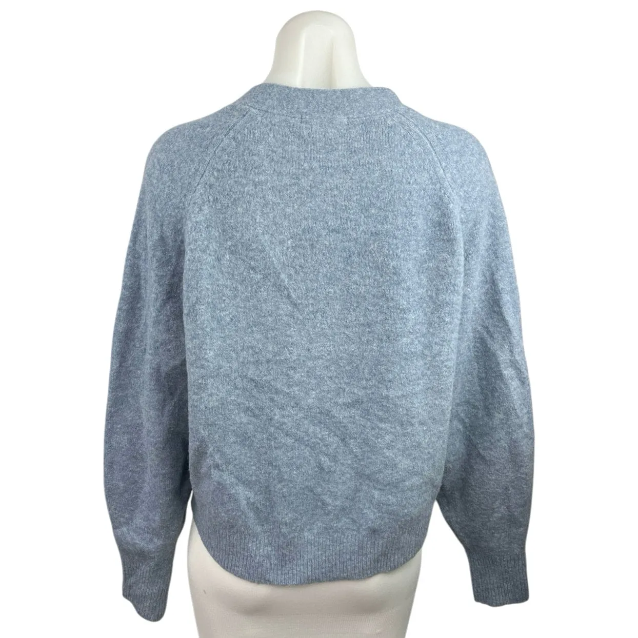 Uniqlo Blue Wool Blend Knit V-neck Button Front Cozy Cardigan Sweater Top Size S