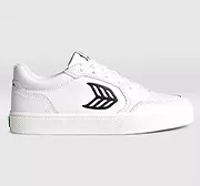 VALLELY White Leather Black Logo Sneaker Men