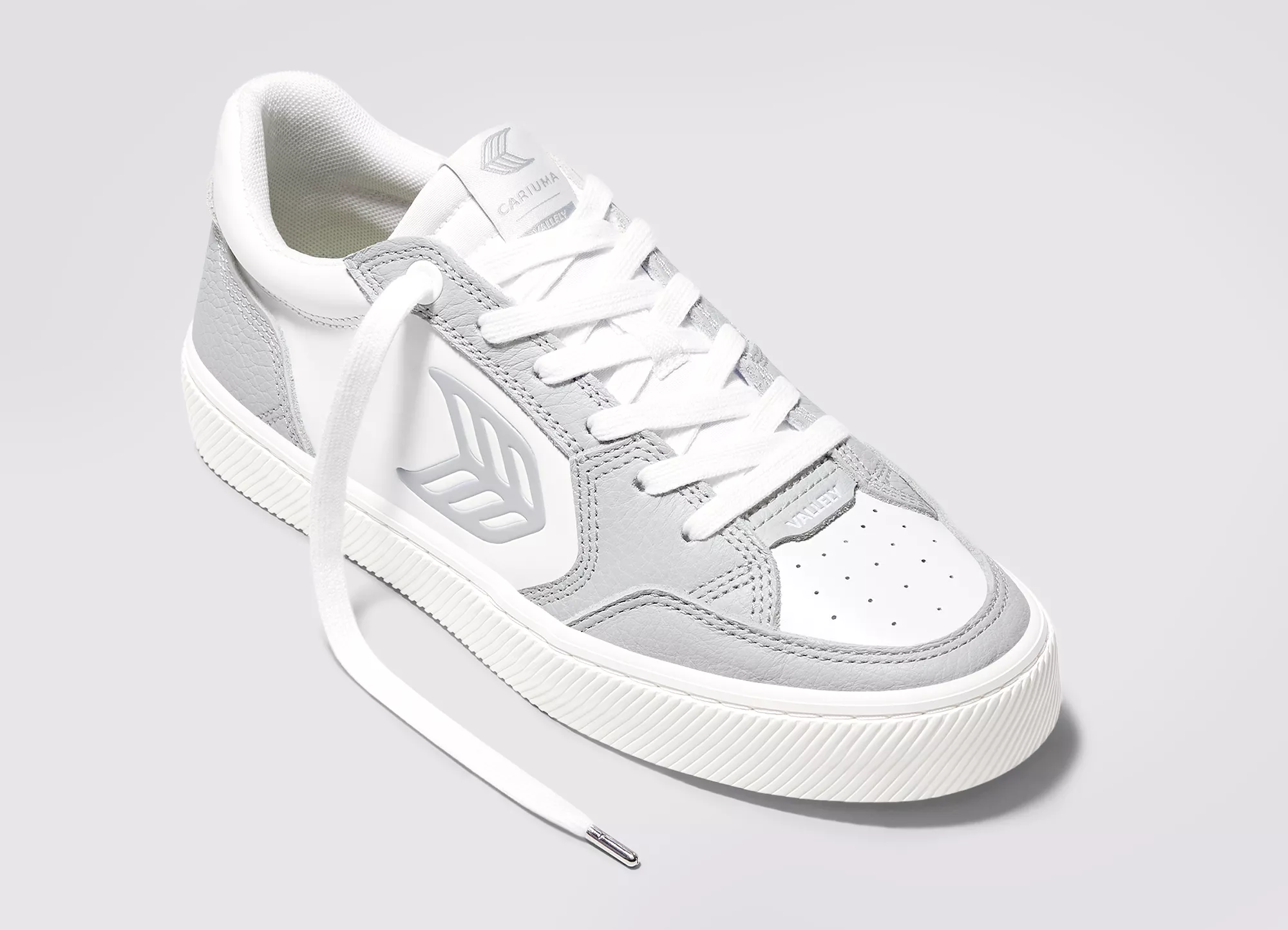 VALLELY White Leather Onyx Grey Accents Sneaker Men