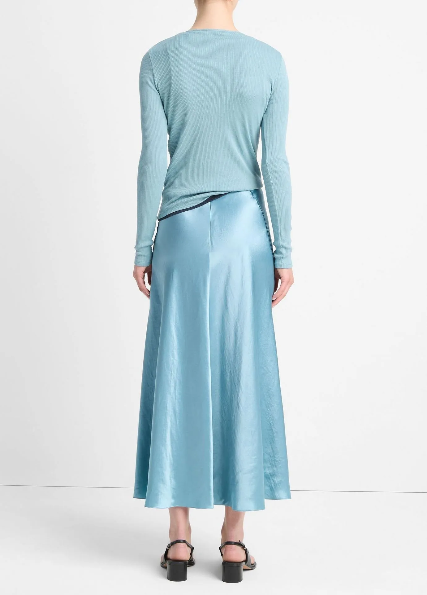 Vince Panelled Slip Skirt in Jade Sea