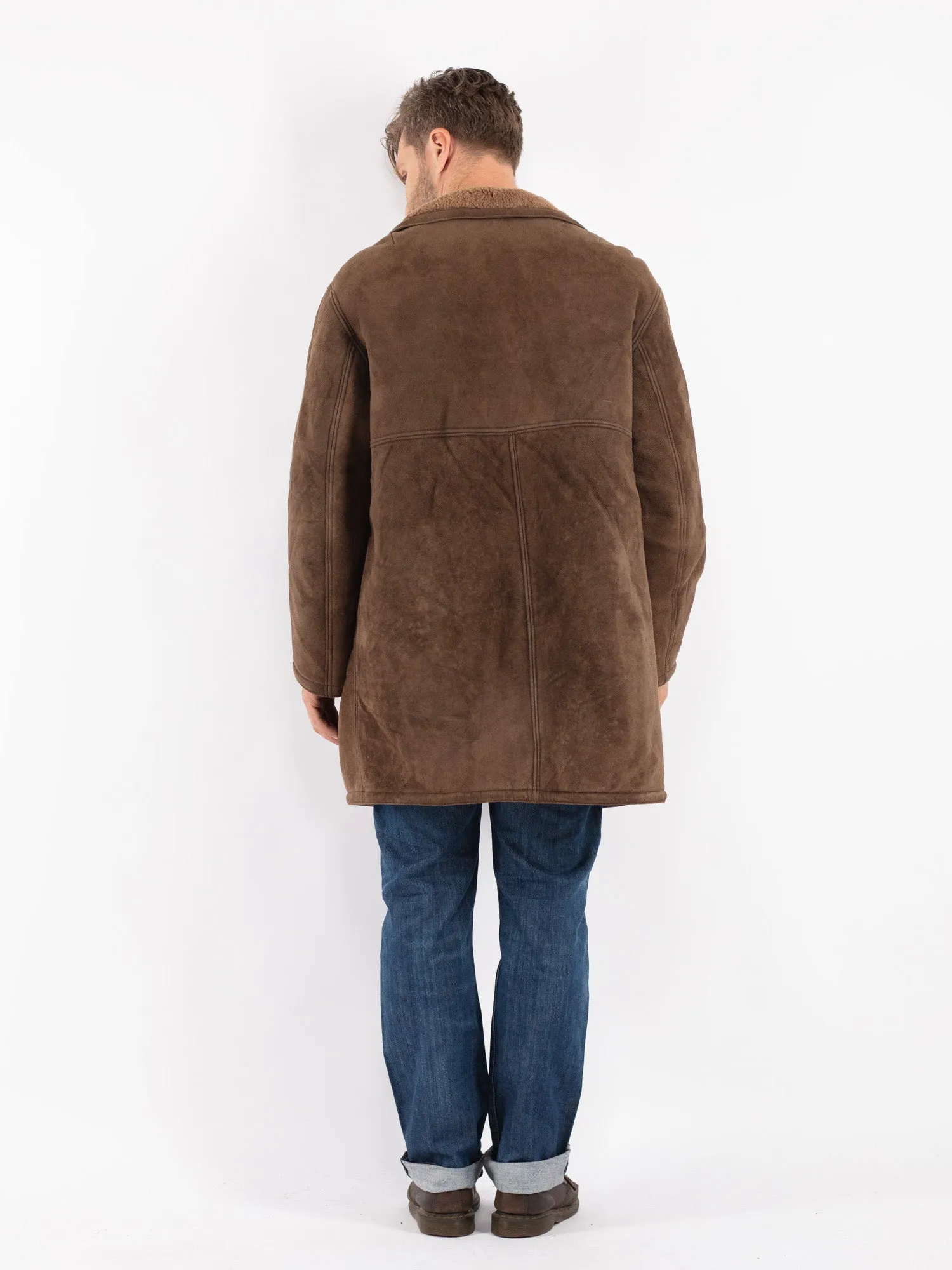 Vintage 70's Men Sheepskin Coat in Brown