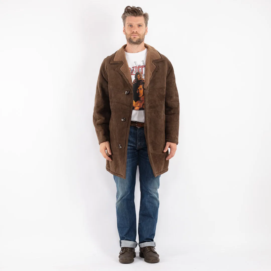 Vintage 70's Men Sheepskin Coat in Brown