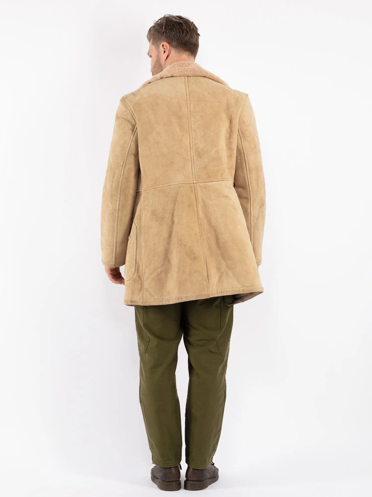 Vintage 70'sMen Sheepskin Coat in Beige