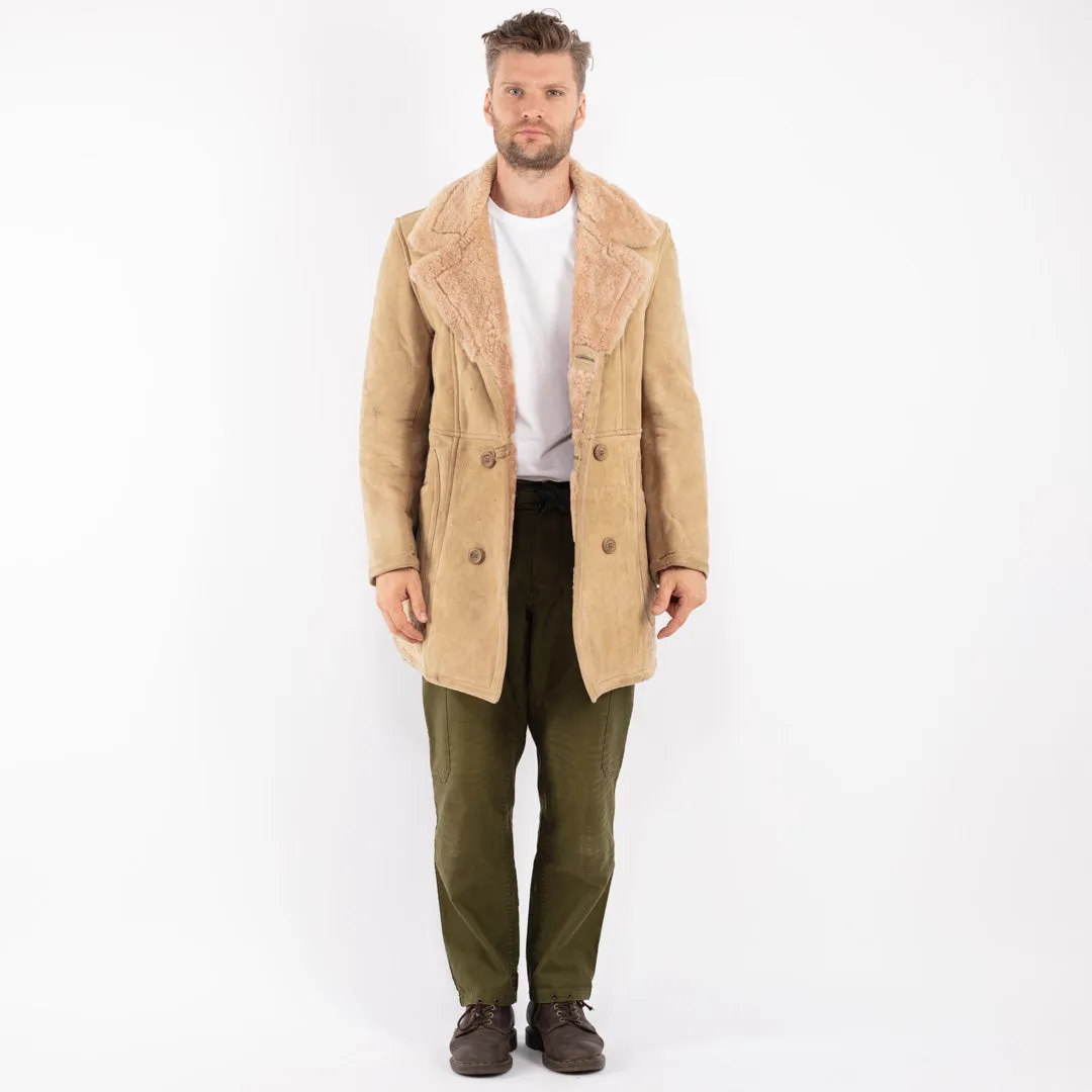 Vintage 70'sMen Sheepskin Coat in Beige