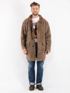 Vintage 80's Men Sheepskin Coat in Beige