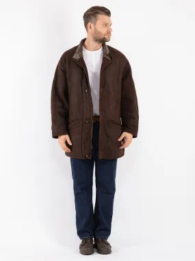 Vintage 90's Men Sheepskin Coat in Brown