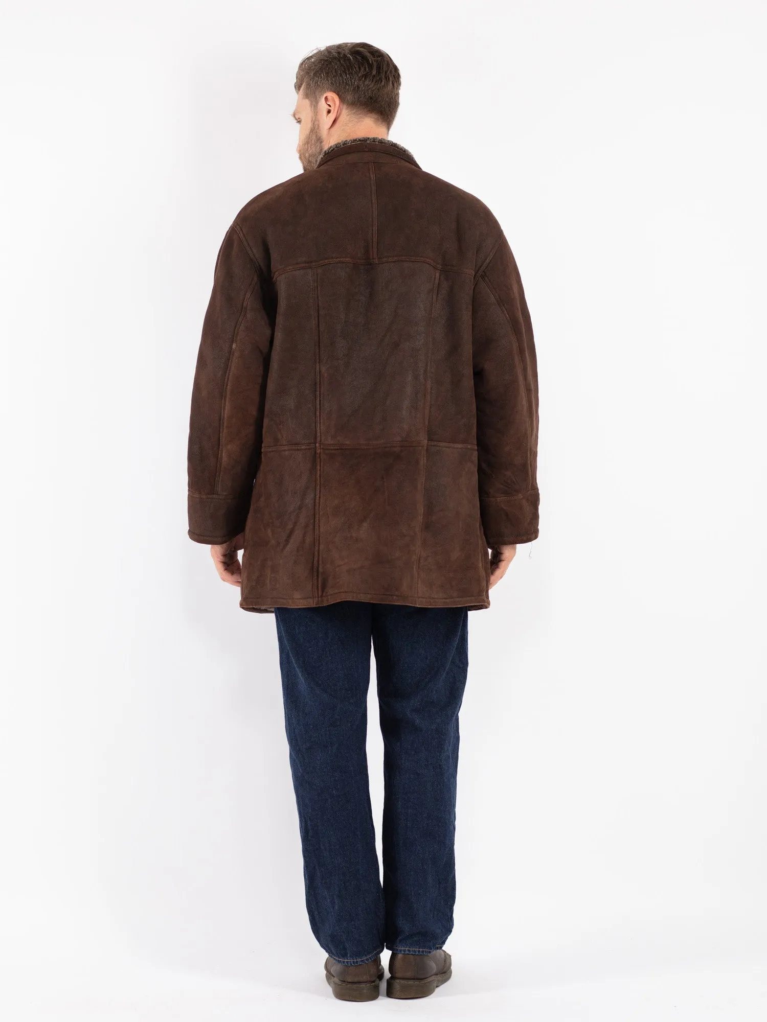 Vintage 90's Men Sheepskin Coat in Brown