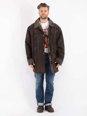 Vintage 90's Men Suede Sherpa Coat in Brown