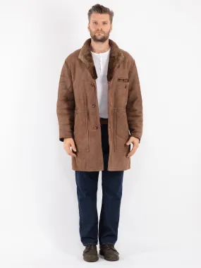 Vintage Men Sheepskin Coat in Brown