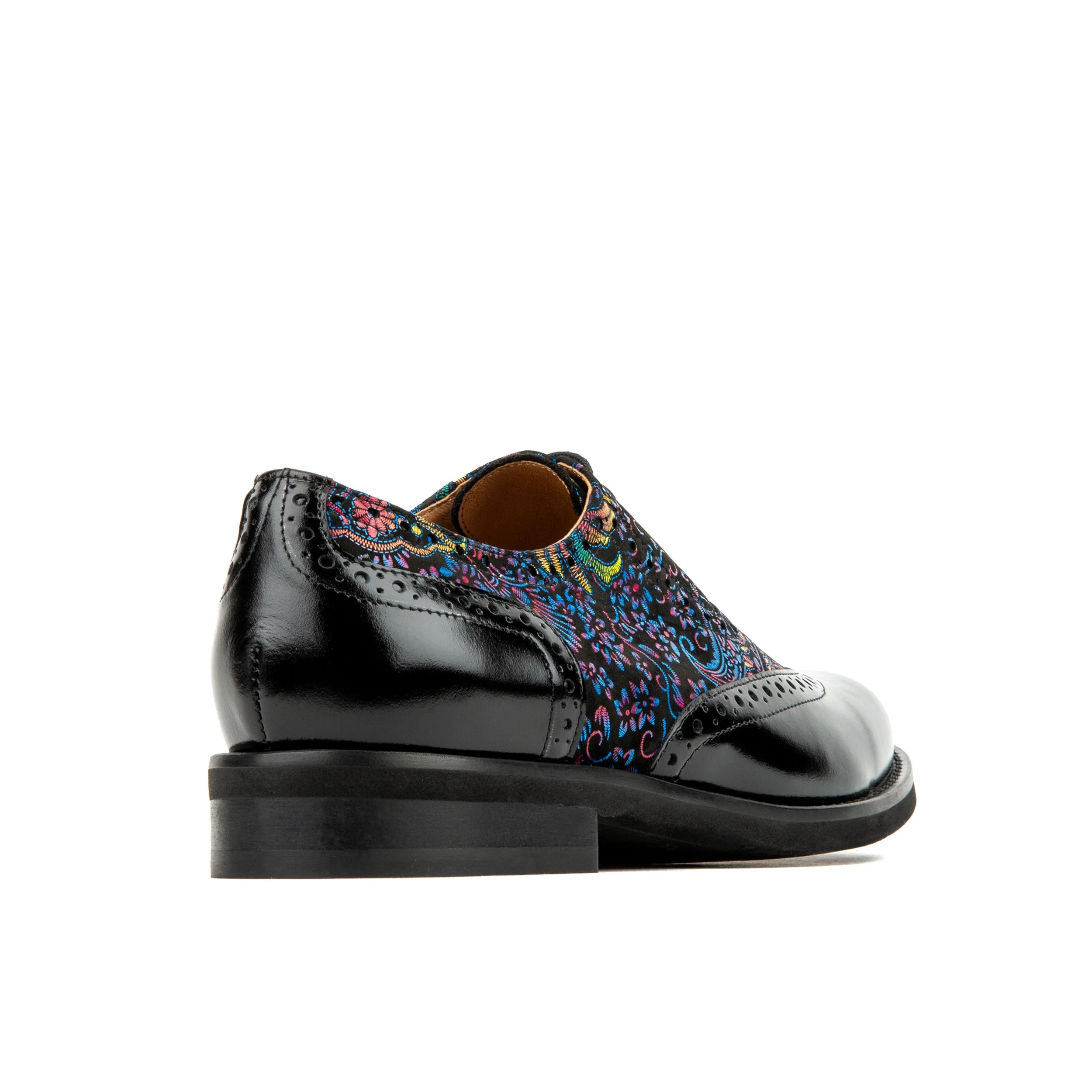 VIVIENNE BLACK & BLUE - Women's leather oxfords with wingtip and brogue details