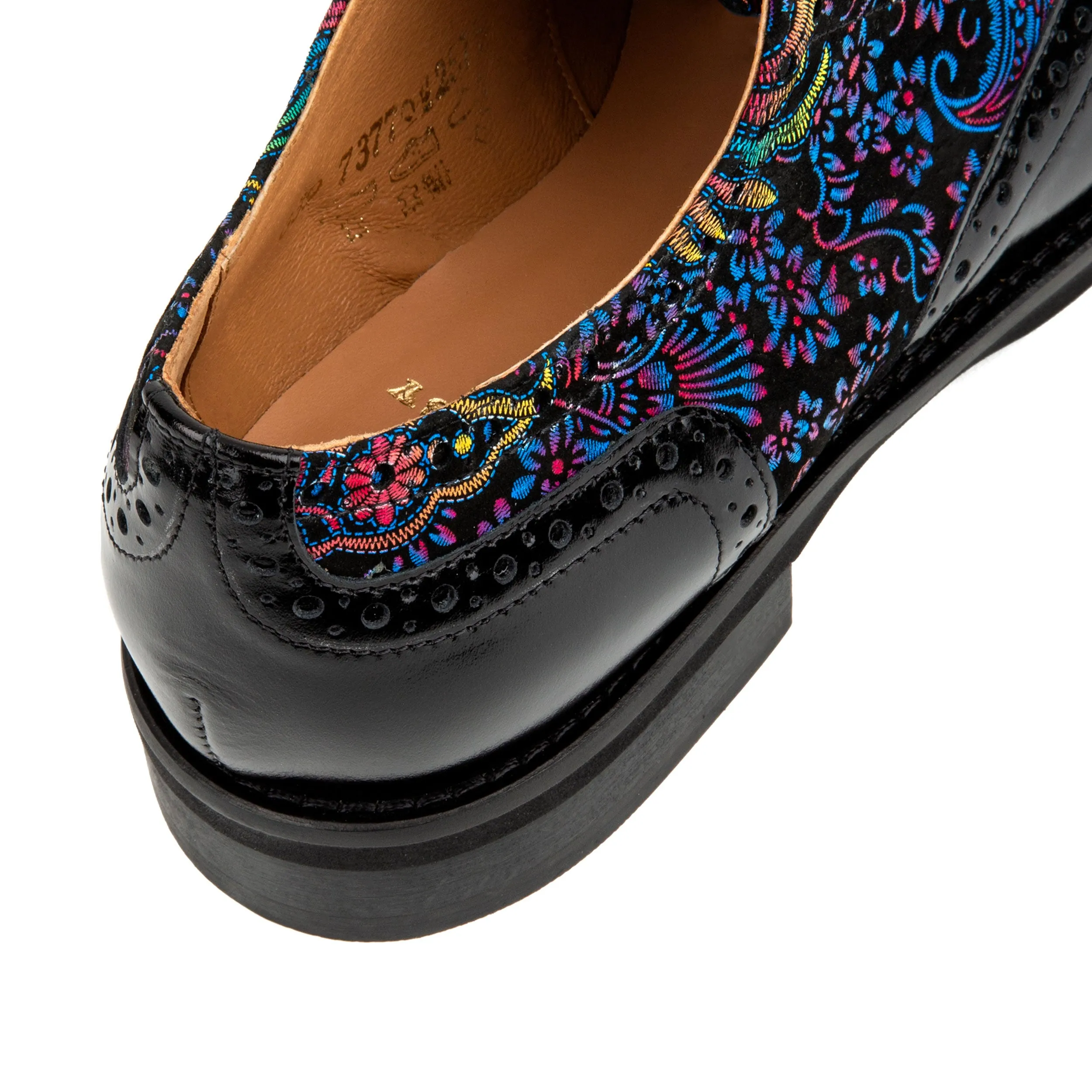 VIVIENNE BLACK & BLUE - Women's leather oxfords with wingtip and brogue details