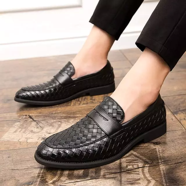 Weaved Penny Loafer Shoes For Men