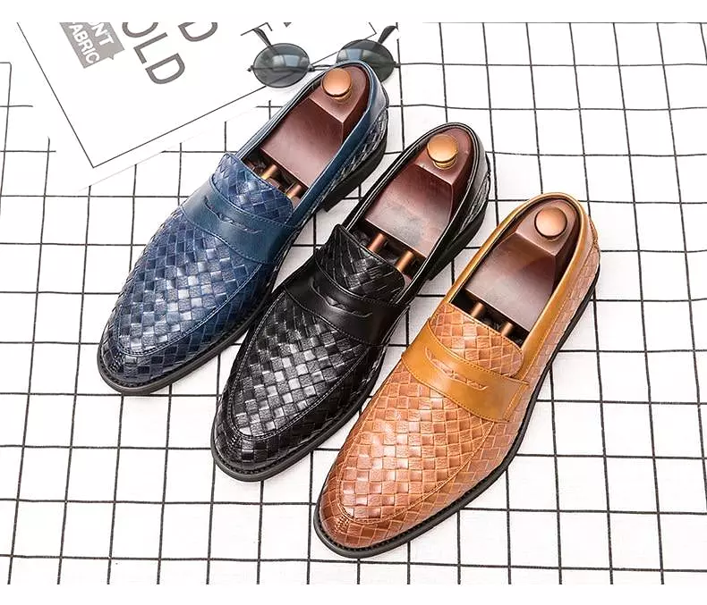 Weaved Penny Loafer Shoes For Men