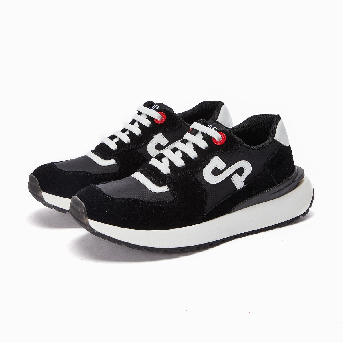 Women Lace-Up Suede Sneaker Black 