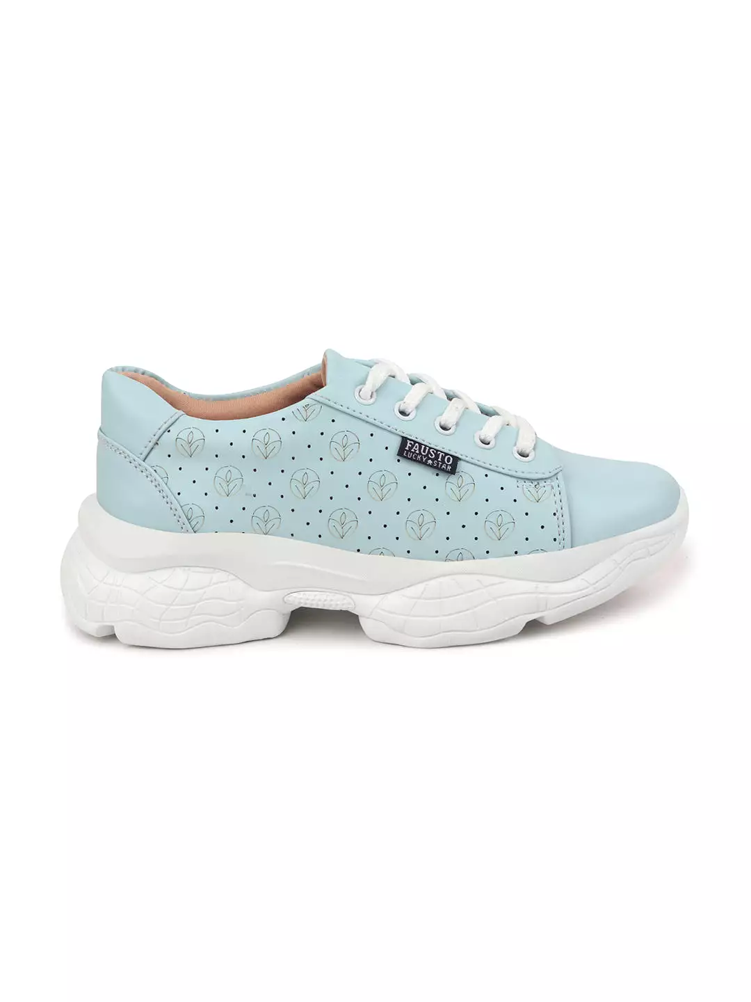 Women Sky Blue Lace Up Casual Trendy Sneakers