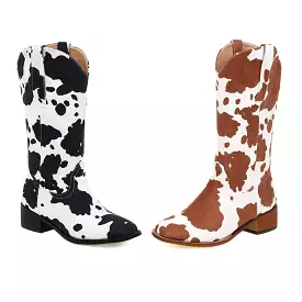 Women's Printed Block Heel Cowboy Mid Calf Boots