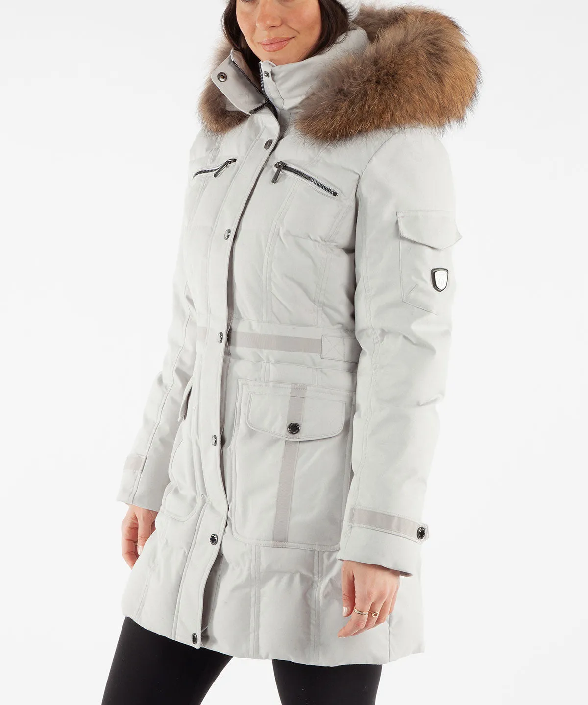 Women's Tanya Quilted 3/4 Coat With Removable Faux Fur Ruff