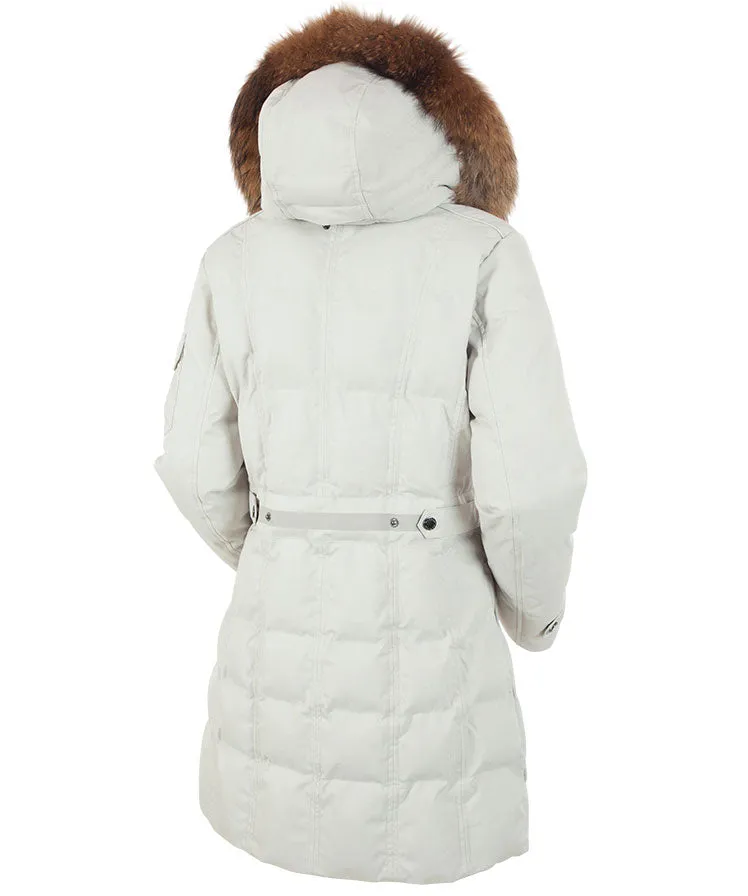 Women's Tanya Quilted 3/4 Coat With Removable Faux Fur Ruff