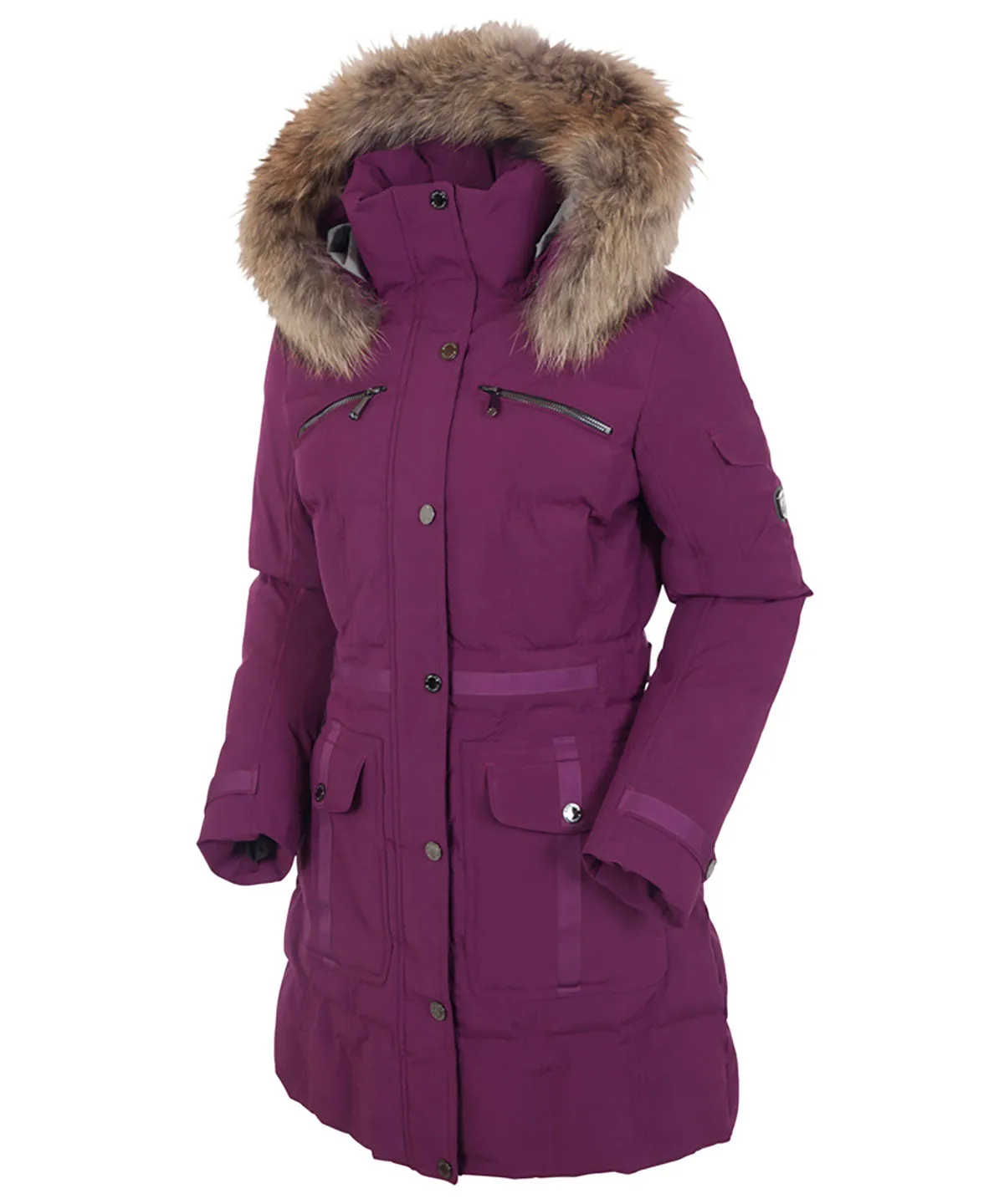 Women's Tanya Quilted 3/4 Coat With Removable Faux Fur Ruff