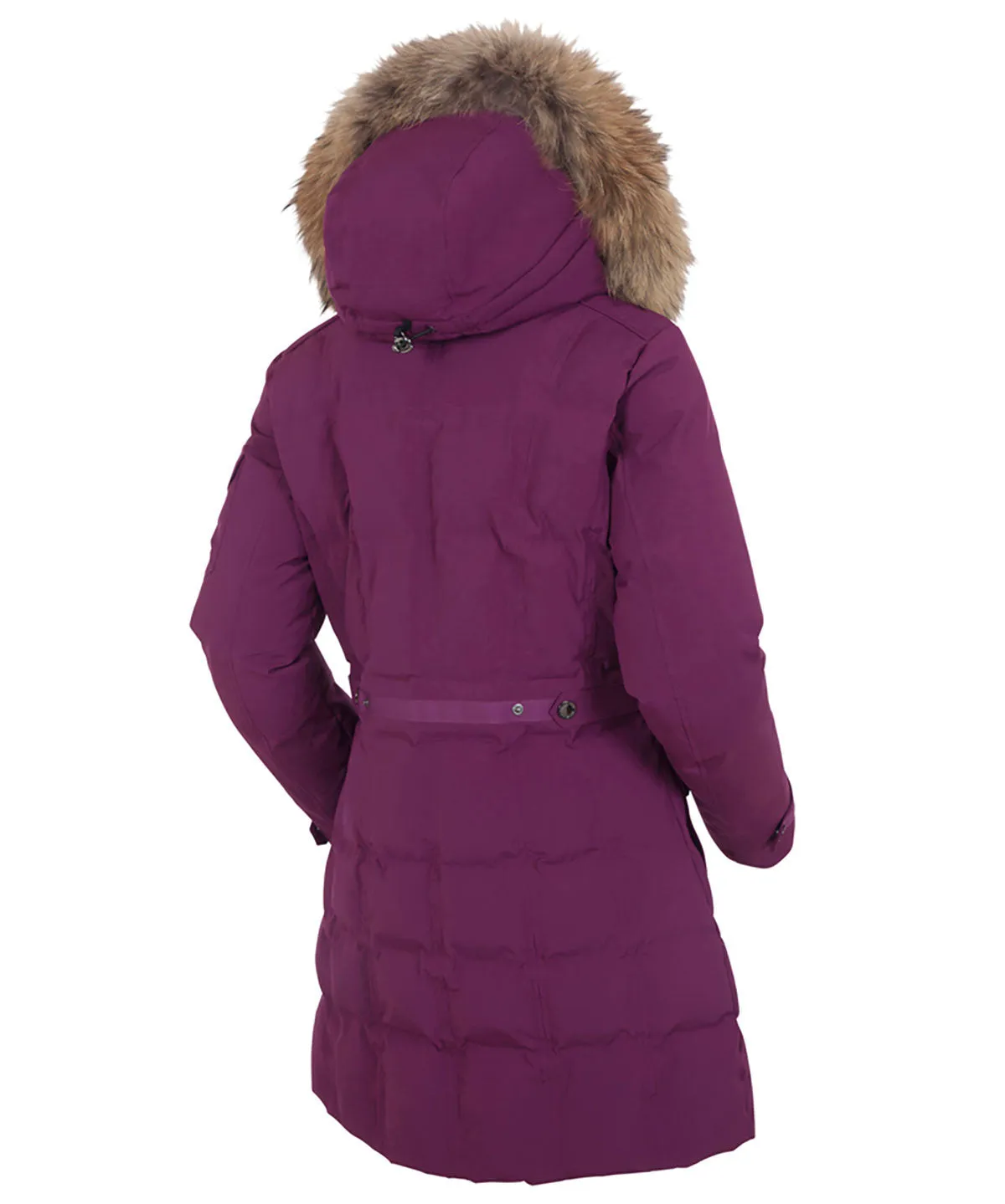 Women's Tanya Quilted 3/4 Coat With Removable Faux Fur Ruff