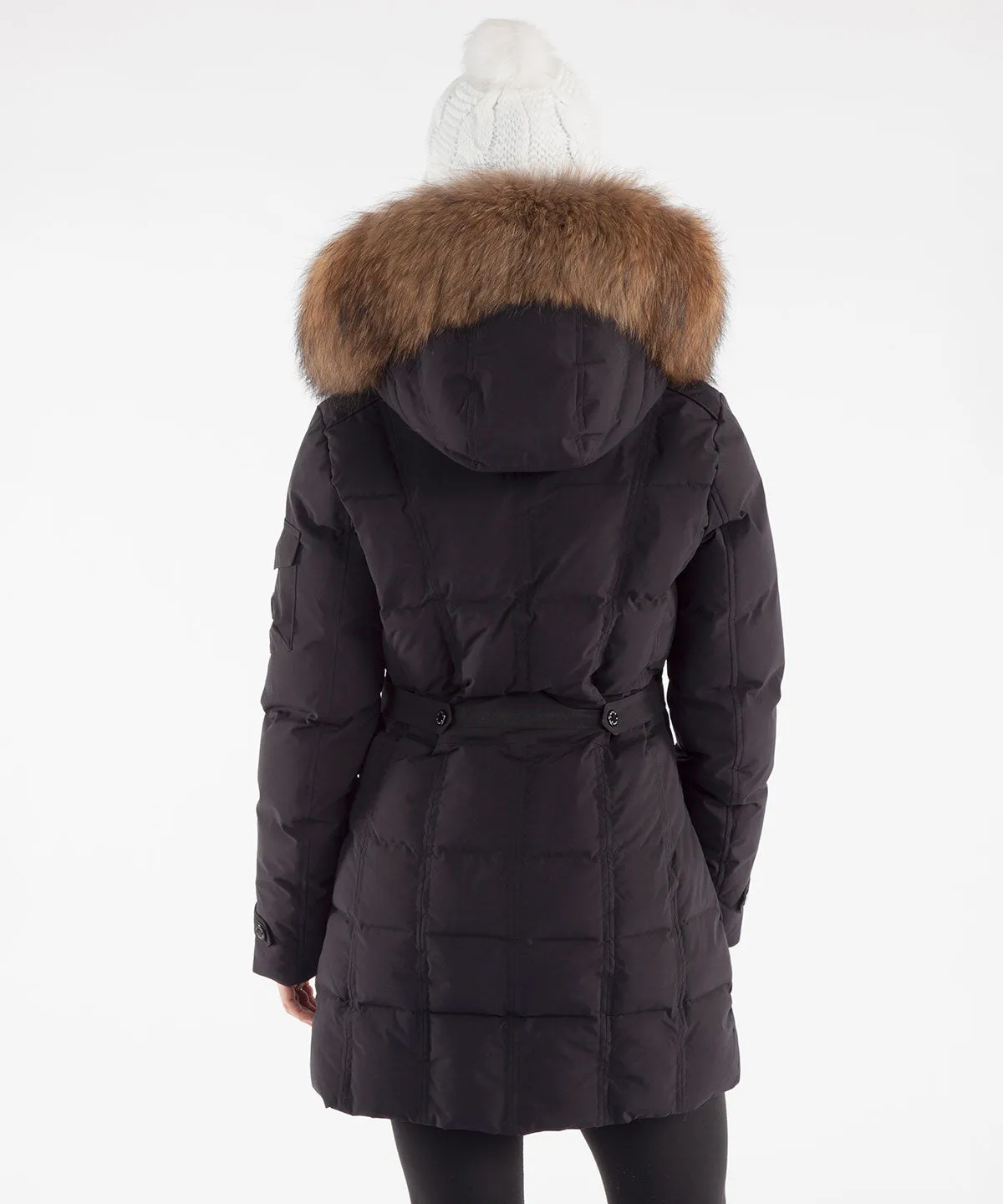 Women's Tanya Quilted 3/4 Coat With Removable Faux Fur Ruff