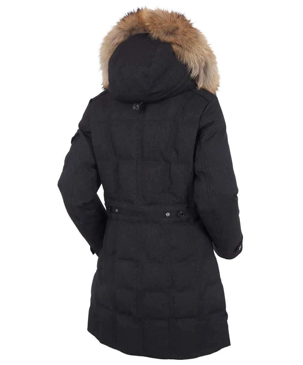 Women's Tanya Quilted 3/4 Coat With Removable Faux Fur Ruff