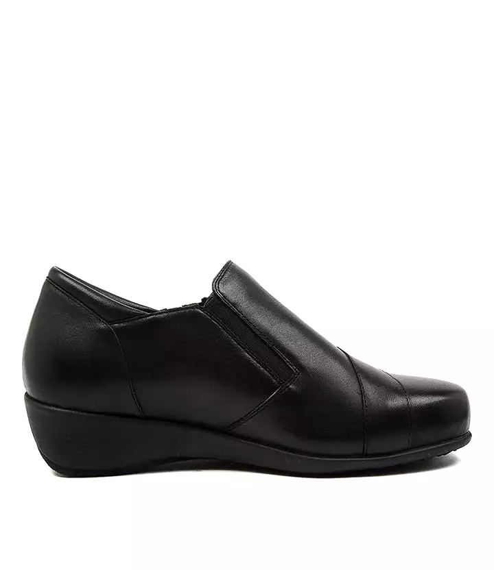 Ziera Shoes Women's Sage Comfort Slip-On - Black Leather